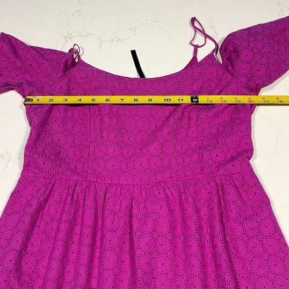 Kensie Fuchsia Off The Shoulder Eyelet A-Line Mini Dress Small - Picture 11 of 13